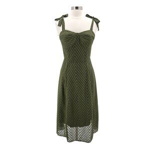 NEW Rihoas Womens Medium Dress Green Sweetheart Tie Strap Midi Textured Boho